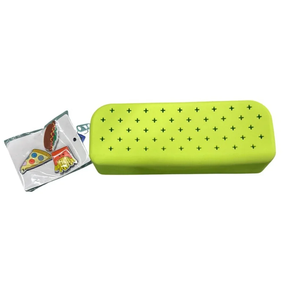 UP & UP Charm Neon Green Silicone Pencil Pouch with Blue Zipper for Students